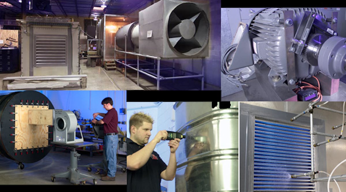 Montage of commercial HVAC fan equipment, courtesy of the Air Movement and Control Association, International website.