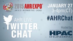 From 3 p.m. to 4 p.m. CST on Jan. 27, join a group of industry experts, including the editorial staff of HPAC Engineering Magazine, for a Tweet-up at the 2015 AHR Expo.