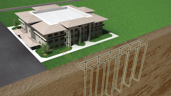 Verticalloop watersource heatpump application
