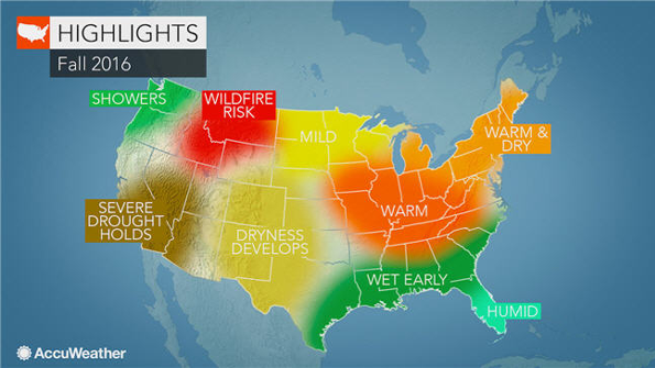 U.S. Fall Weather Northeast to Avoid Chill; Severe Drought in West