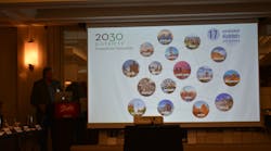 Edward Mazria, founder and chief executive officer of Architecture 2030, presents during Danfoss&rsquo; 29th EnVisioneering Symposium, &ldquo;Building Delivery: The Nexus of Market Transformation,&rdquo; in Washington, D.C.