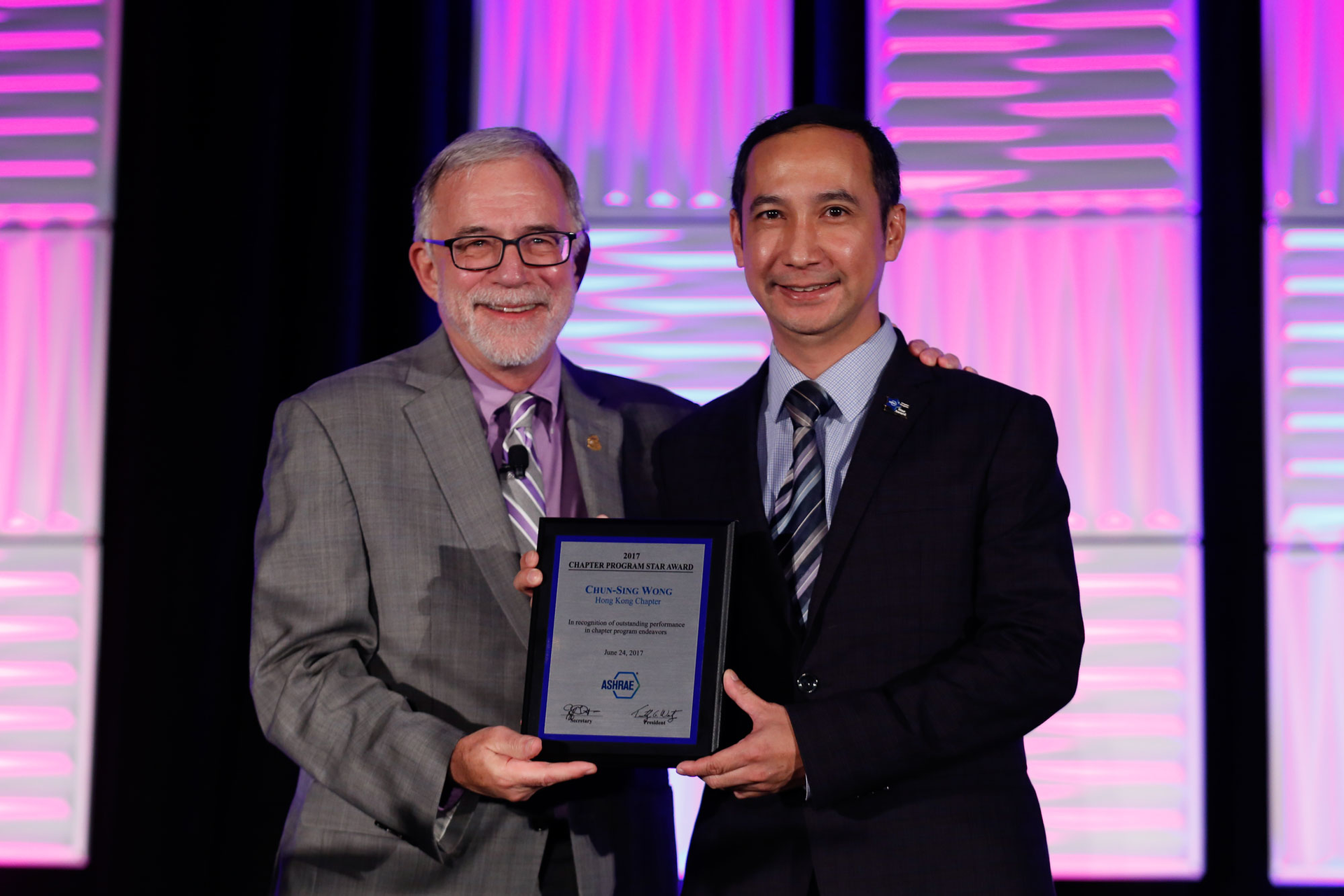 2017 ASHRAE Chapter Program Star Award Timothy Wentz Chun-Sing Wong