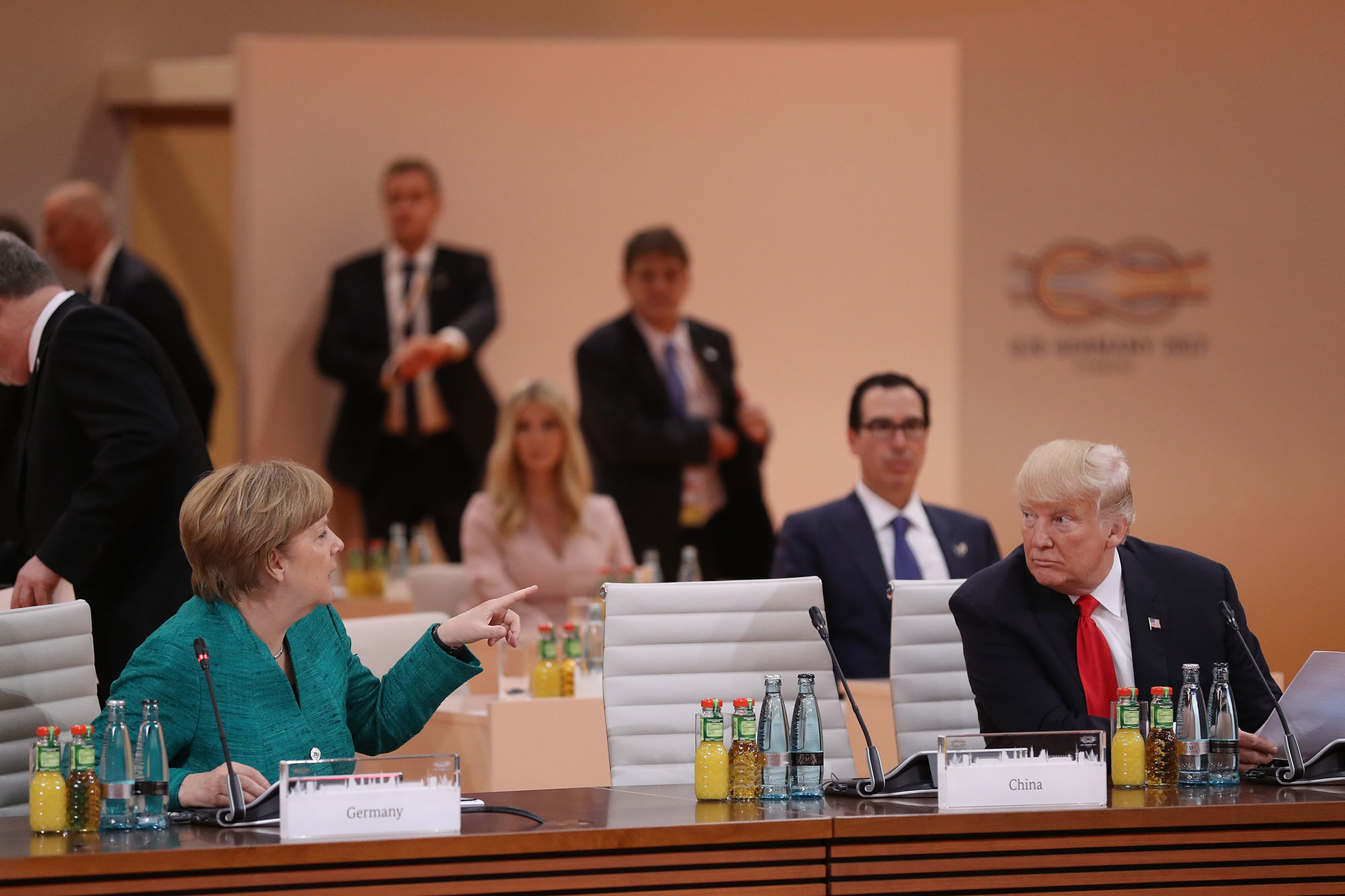 Angela Merkel and Donald Trump at the G20 economic summit on July 8, 2017