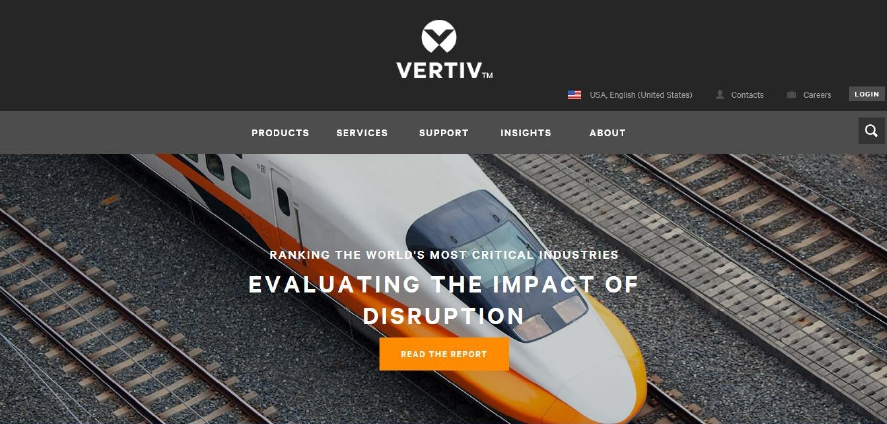 Home page of Vertiv's website