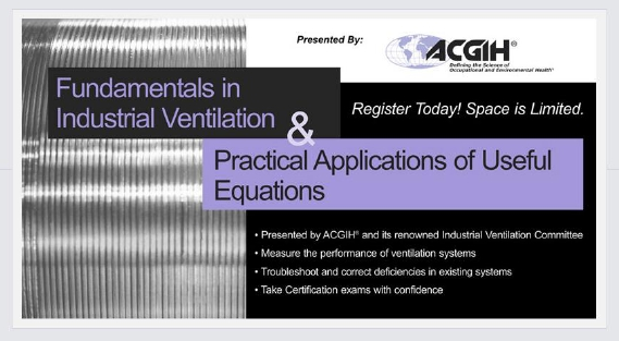 Fundamentals in Industrial Ventilation & Practical Applications of Useful Equations course