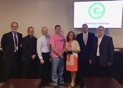 Pictured for the presentation of the eighth EnVisioneer of the Year Award are various employees of Danfoss and Delfield. Pictured for the presentation of the eighth EnVisioneer of the Year Award are various employees of Danfoss and Delfield.