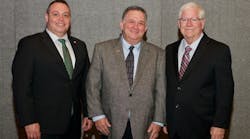 The Electrical Apparatus Service Association named its 2018-2019 officers (left to right): Vice Chairman Brian Larry, Chairman Gary Byars and Secretary/Treasurer Jerry Gray.