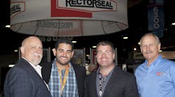 Target Sales was named RectorSeal&rsquo;s new Florida and Puerto Rico territories manufacturer&rsquo;s representative at the 2019 AHR Expo in Atlanta. Pictured from left to right: Tampa, Fla.-based Target Sales&rsquo; Dan Moody, president; Sal Hamidi, territory sales; David Waugh, territory sales; and David Isenbarger, national accounts manager, RectorSeal, Houston.