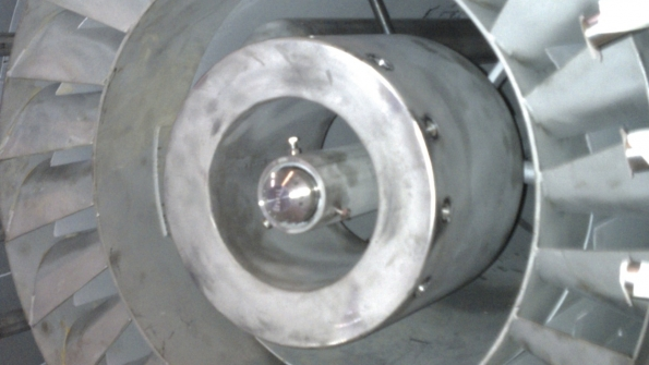 Internal view of a lowNOx burner for an industrial boiler