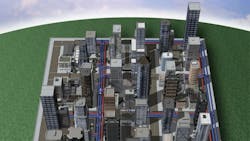 Typical district energy system in an urban business district Typical district energy system in an urban business district