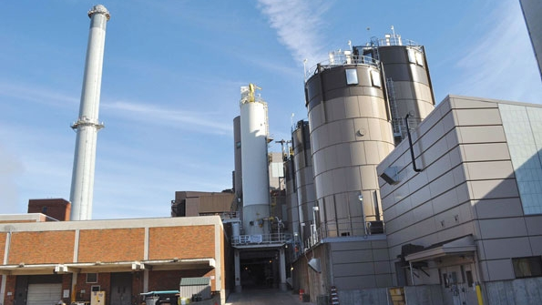 The University of Missouri power plantrsquos north smoke stack along with the biomass and coalstorage silos and fuelprocessing building The plant supplies electricity heating and cooling for more than 15 million gross square feet of buildings