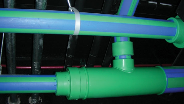 Heatfused connections in a Visual Arts Building hallway