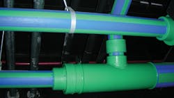 Heatfused connections in a Visual Arts Building hallway Heatfused connections in a Visual Arts Building hallway