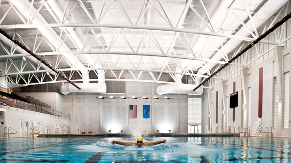 The Jenks Trojan Aquatic Center Competition Pool is a true Olympicsized pool 50 m long by 25 yards wide with a minimum depth of 7 ft There are eight 50m lanes and up to 19 25yard lanes Melissa Lukenbaugh photo