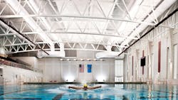 The Jenks Trojan Aquatic Center Competition Pool is a true Olympicsized pool 50 m long by 25 yards wide with a minimum depth of 7 ft There are eight 50m lanes and up to 19 25yard lanes Melissa Lukenbaugh photo The Jenks Trojan Aquatic Center Competition Pool is a true Olympicsized pool 50 m long by 25 yards wide with a minimum depth of 7 ft There are eight 50m lanes and up to 19 25yard lanes Melissa Lukenbaugh photo
