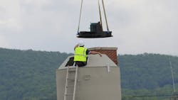 A Delta Paragon cooling tower is installed on the roof of Davis Memorial Hospital A Delta Paragon cooling tower is installed on the roof of Davis Memorial Hospital