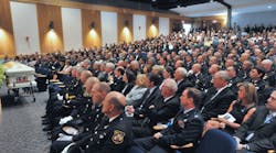 More than 600 people attended the funeral service for Westfield, Mass., police officer Jose Torres in the Westfield State University auditorium.