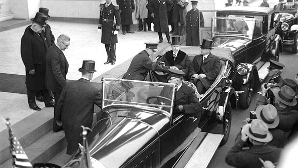 President Calvin Coolidge turns over the reigns of America to Herbert Hoover