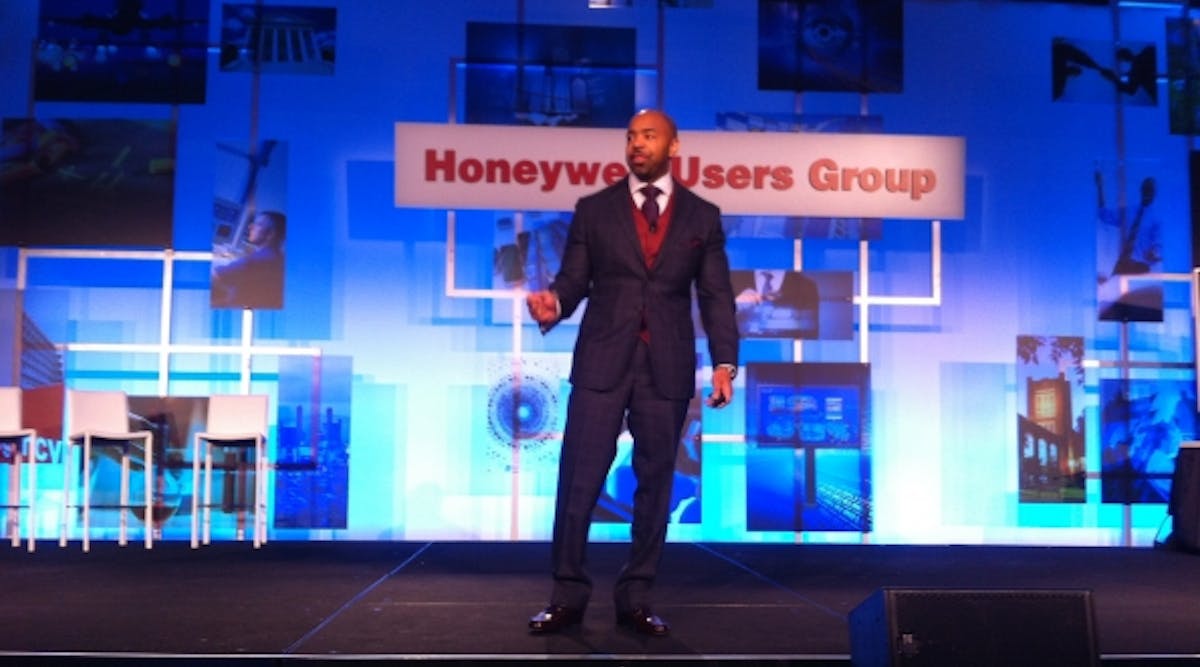 Kofi Smith, executive director of Atlanta Airlines Terminal Corp., addresses the 2014 Honeywell Users Group.