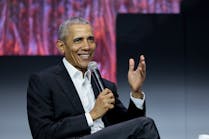 President Barack Obama speaks at Greenbuild 2019 in Atlanta on Tuesday, November 20, 2019.