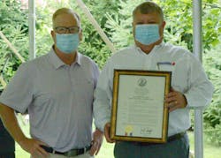 Danbury Mayor Boughton (left) presented Bohn with the proclamation. Danbury Mayor Boughton (left) presented Bohn with the proclamation.