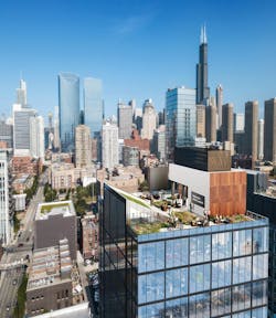 The design incorporates an outdoor, green rooftop floor for open-air meetings and other office gatherings. The design incorporates an outdoor, green rooftop floor for open-air meetings and other office gatherings.