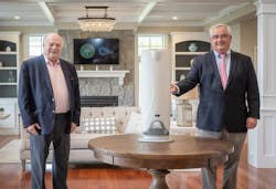 Vystar CEO Steve Rotman (left) oversaw delivery of RxAir UV light air purifiers to Eagle Hill School Headmaster PJ McDonald (right) as Eagle Hill became the first school to install RxAir campus wide to help protect against airborne bacteria and viruses. Vystar CEO Steve Rotman (left) oversaw delivery of RxAir UV light air purifiers to Eagle Hill School Headmaster PJ McDonald (right) as Eagle Hill became the first school to install RxAir campus wide to help protect against airborne bacteria and viruses.