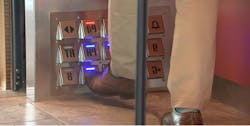 Mirror image of the foot-activated, Toe-To-Go elevator controls. Mirror image of the foot-activated, Toe-To-Go elevator controls.