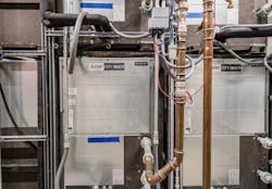 All of the equipment in a ground-linked water-source VRF system is designed to be installed indoors. All of the equipment in a ground-linked water-source VRF system is designed to be installed indoors.