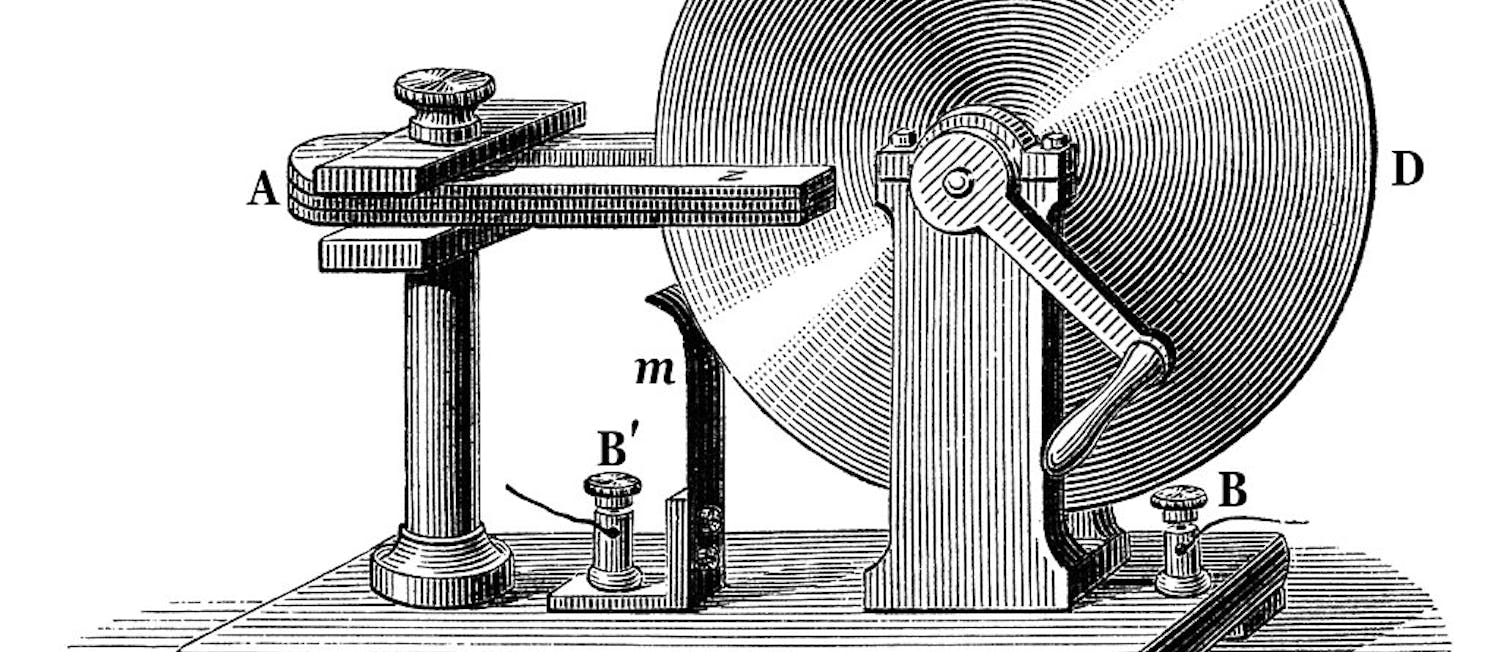 First homopolar generator, a.k.a. the Faraday disc.