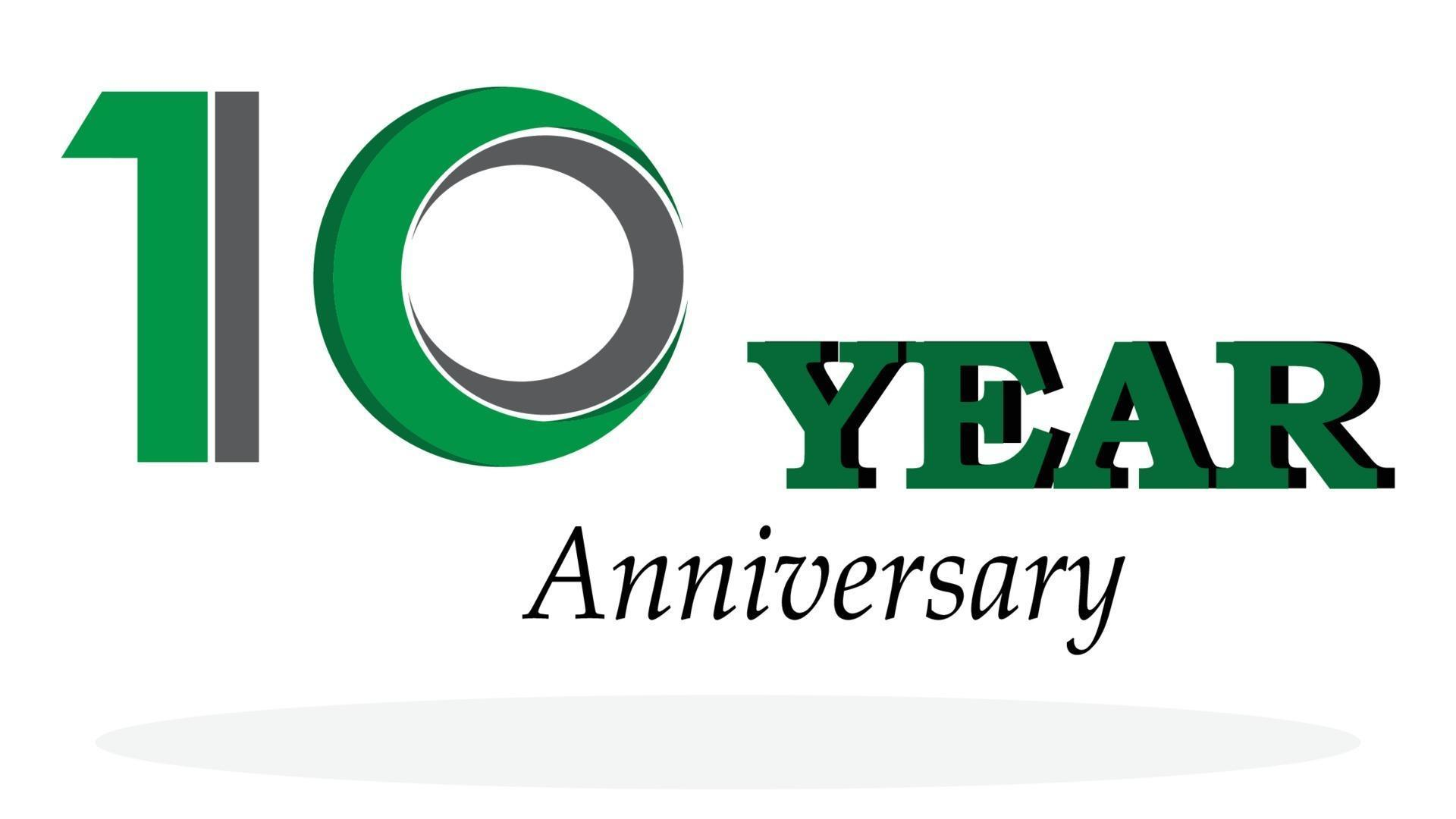 10 Years Anniversary Celebration Green Color Template Design Illustration Vector 648df9561d86e