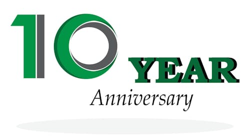 10 Years Anniversary Celebration Green Color Template Design Illustration Vector