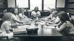 Jimmy Buffett (center) chairs an early meeting of the Save the Manatee Committee. Jimmy Buffett (center) chairs an early meeting of the Save the Manatee Committee.