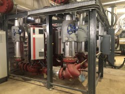 An intelligent packaged pumping system provided in support of a district heating installation in Amiens, France. This network serves more than 19,000 apartments and more than 90% of the commercial buildings in the community. An intelligent packaged pumping system provided in support of a district heating installation in Amiens, France. This network serves more than 19,000 apartments and more than 90% of the commercial buildings in the community.