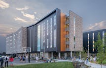 The energy-efficient design of Hyalite Hall at Montana State has achieved LEED Gold certification. Its advanced MEP system uses air-to-air recovery (DOAS), chilled beams, and fan coil units, in addition to its SolarWall.