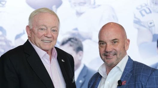 ProStar founder Jerry Jones (left) and Crete United's Mike Cox.