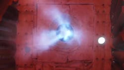 Zeeco GB low-NOX burner firing 100% natural gas. Zeeco GB low-NOX burner firing 100% natural gas.