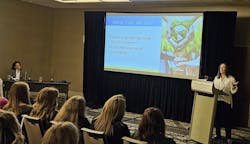 Engineers Dr. Julie Keen (left) and Jennifer Leach spoke to a packed house on confidence and competence. Engineers Dr. Julie Keen (left) and Jennifer Leach spoke to a packed house on confidence and competence.