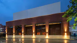 The custom towers sit on top of the new superstructure spanning over the existing plant, which is sheathed in brick to blend with nearby buildings. The custom towers sit on top of the new superstructure spanning over the existing plant, which is sheathed in brick to blend with nearby buildings.